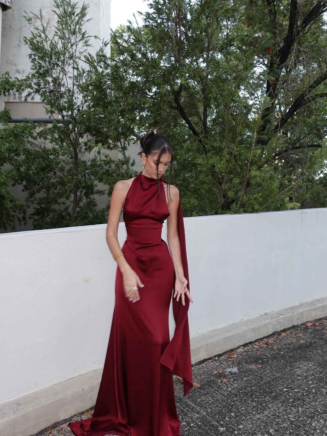 Valenzora | Open Back Satin Halter Dress