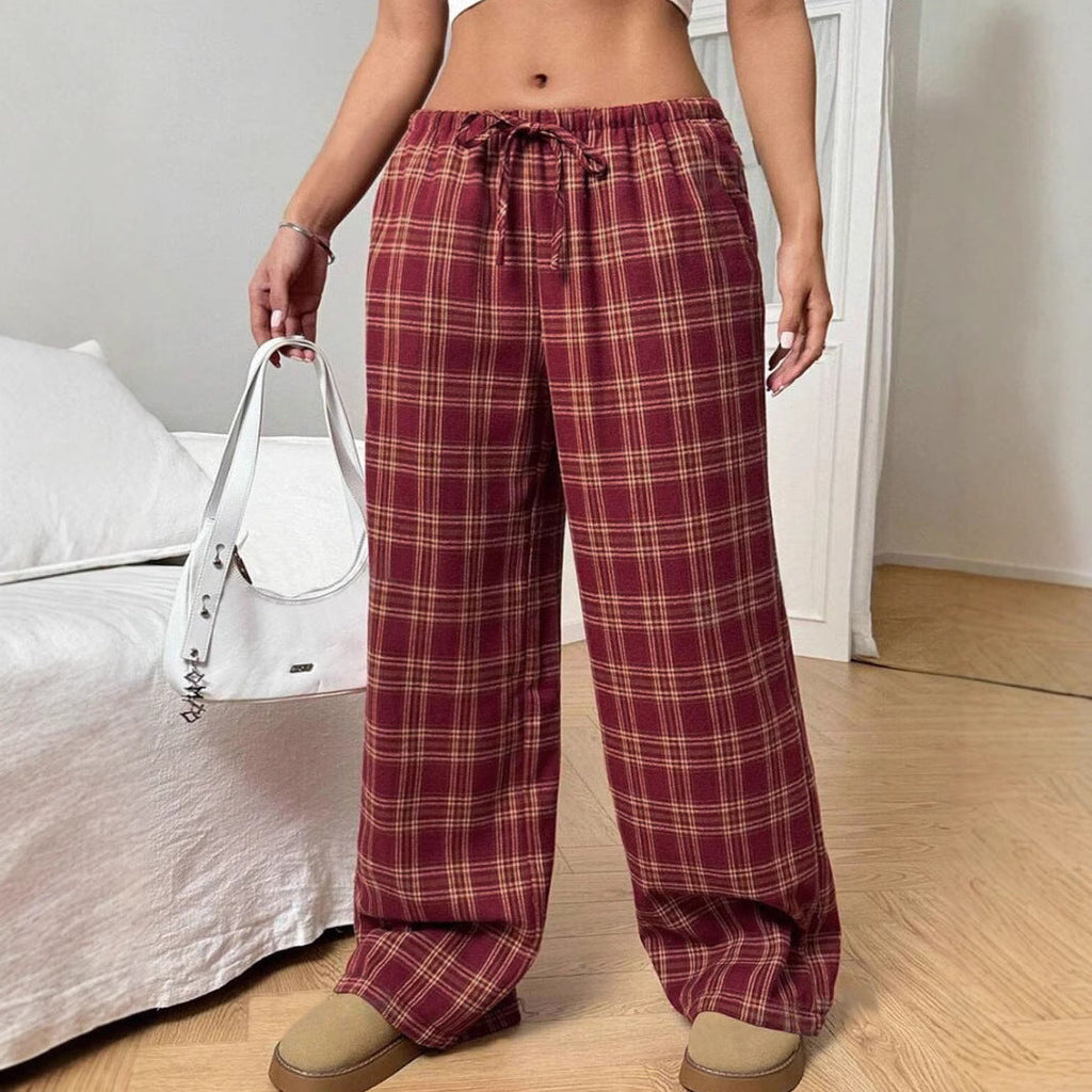 Damen Karierte Freizeithose Größe