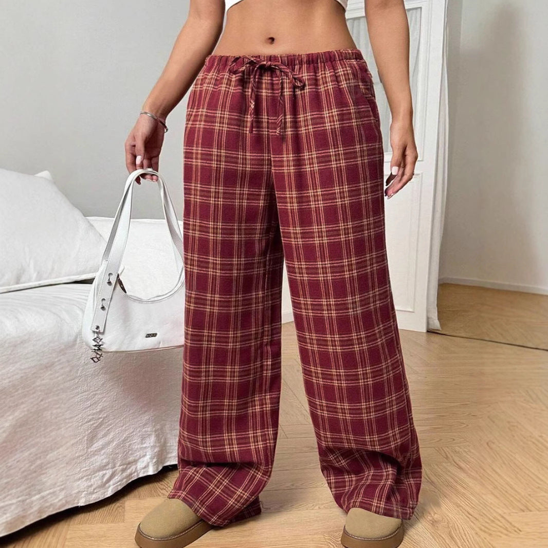Damen Karierte Freizeithose Größe