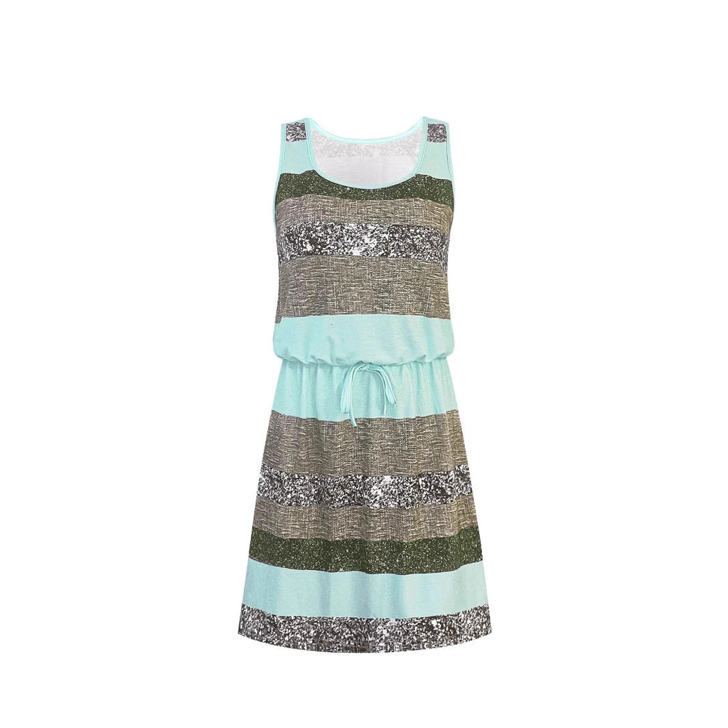 Damen Freizeitkleid mit attraktiven Mischstrukturen und elastischem Taillenzug Drune