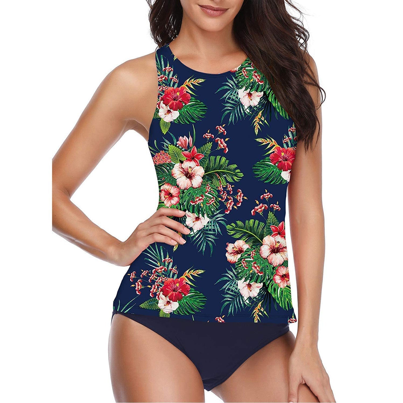 Valenzora | Hochgeschlossener Tankini mit Neckholder, Schaufelrücken und Shorts