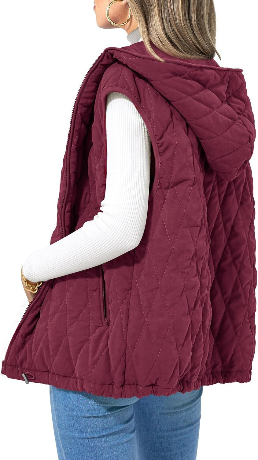 Women's quilted hoodie vest with practical pockets, size S