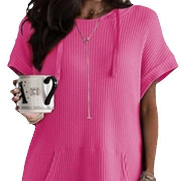 Women's casual hoodie dress with practical kangaroo pocket and relaxed fit, size S