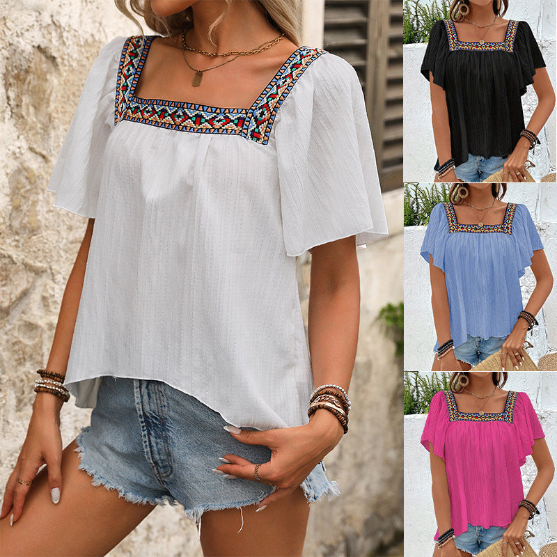 Damen-Luftsommerbluse mit Stickerei, Größe