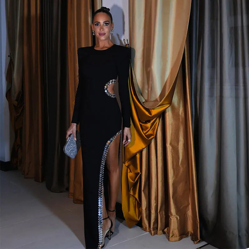 Damenabendkleid mit asymmetrischem Schnitt und glitzernden Akzenten, Größe Valenzora