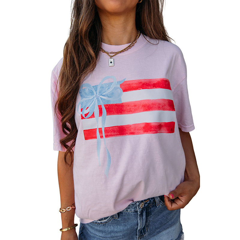 Damen-T-Shirt mit künstlerischem Flaggenmotiv, Größe