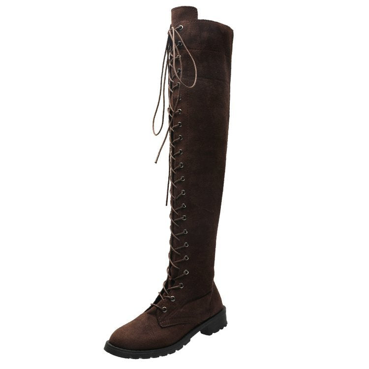 Overknee-Stiefel für Damen mit edler Schnürung und robuster Sohle, Größe Valenzora