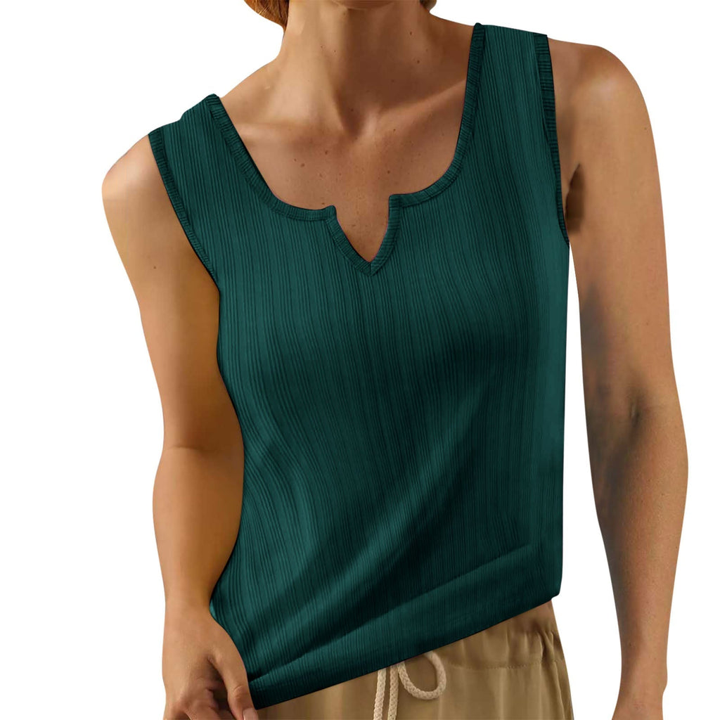 Damen-Tanktop mit strukturiertem V-Ausschnitt und feinem Rippenmuster, Größe Valenzora