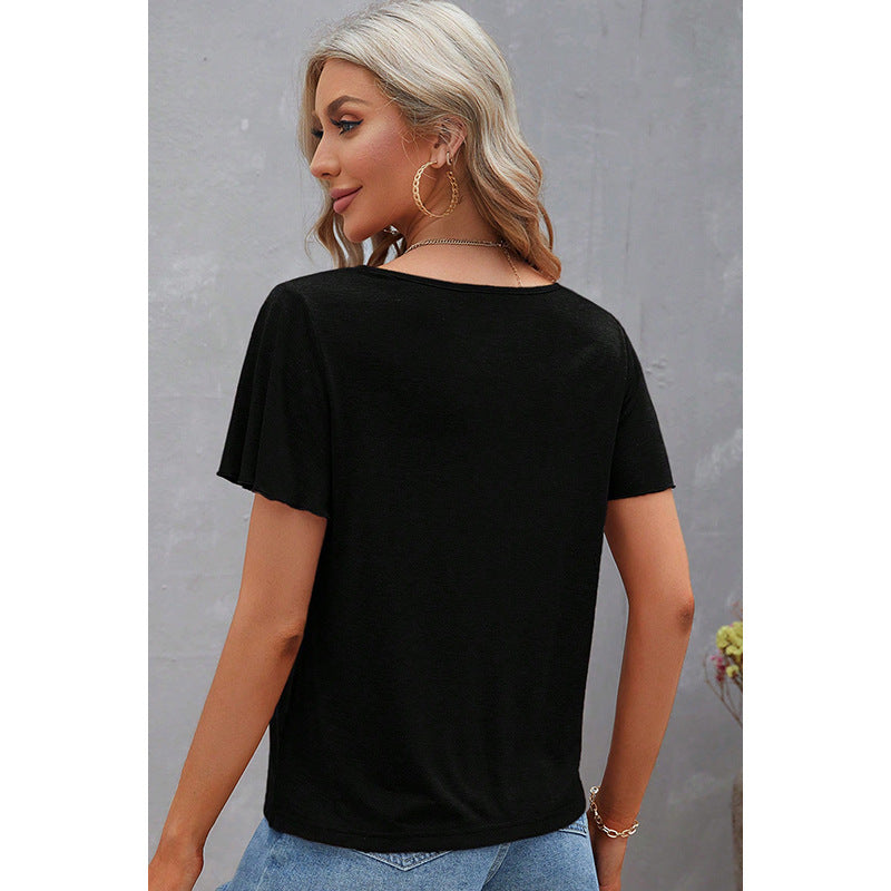 Women's T-shirt with a modern cut and fashionable details, size [size missing]