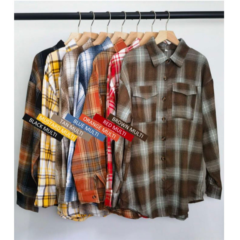 Women's checked shirt with button-up front design and casual knot detail, size Valenzora