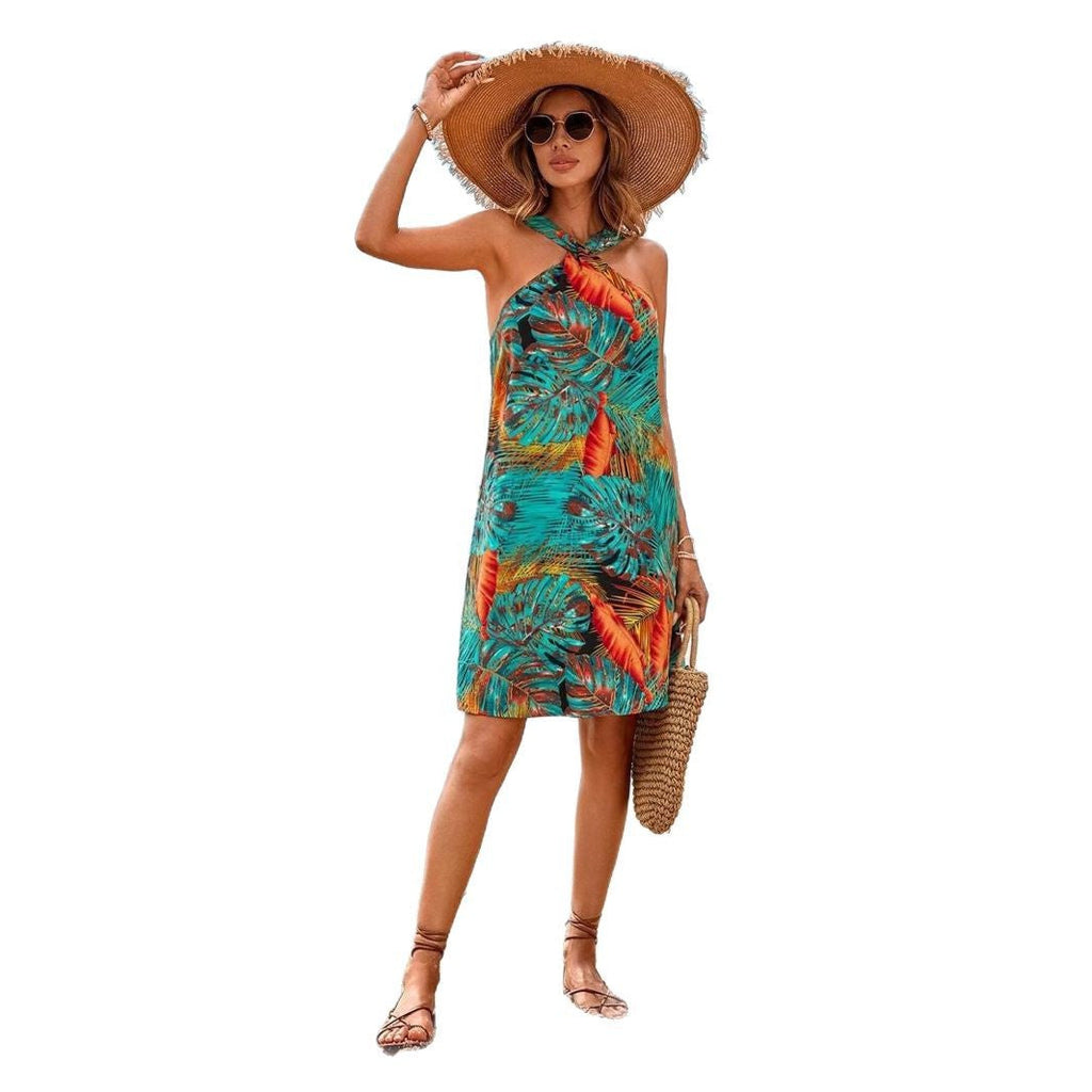 Valenzora | Print Halter Beach Holiday Flowing Dress