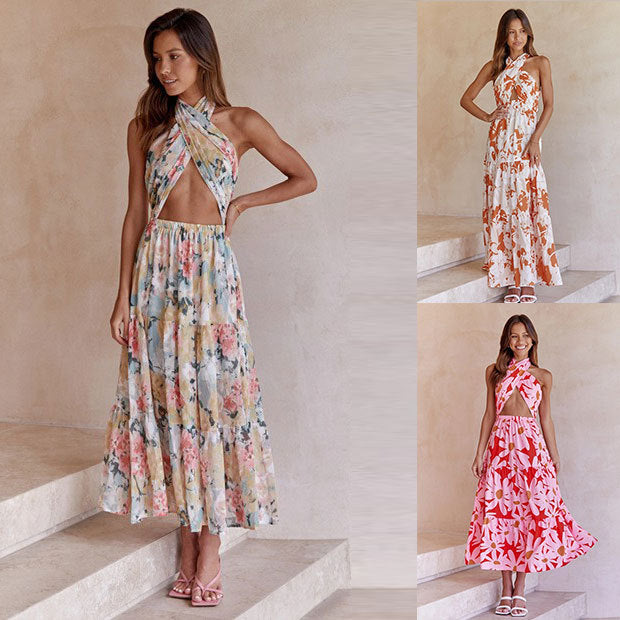 Valenzora | Halter Printed Sleeveless Halter Dress