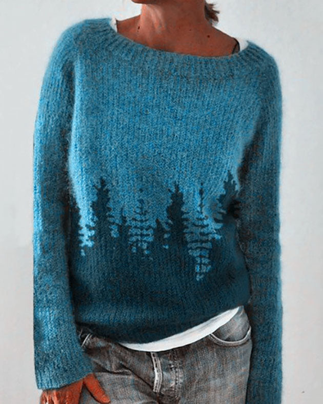 Valenzora forest pattern pullover sweater