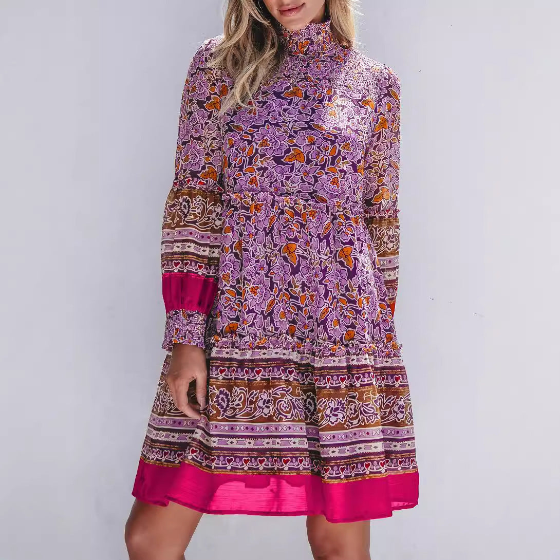 Damen-Midikleid im Boho-Stil mit elastischem Bund und voluminösen Ärmeln, Größe [Größe fehlt]