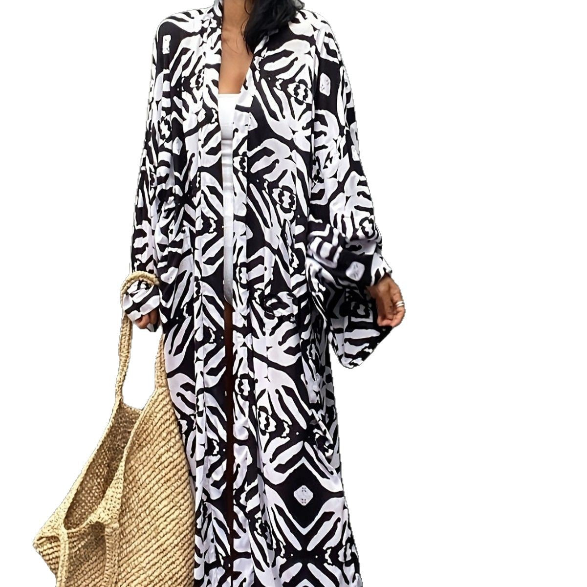 Damen-Kimono-Robe mit Leopardenmuster, Größe