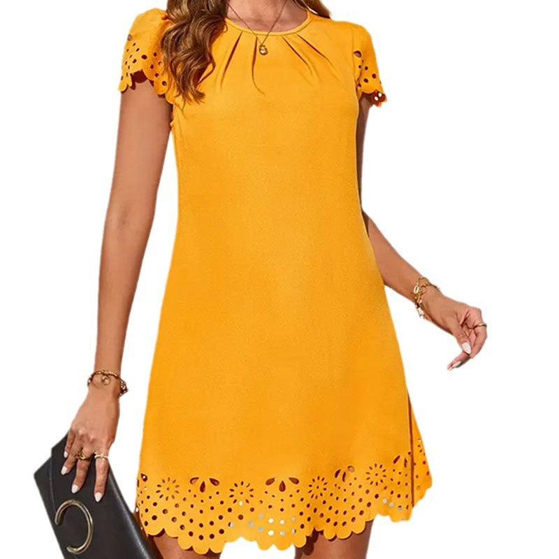 Women's summer dress with decorative openwork pattern, size