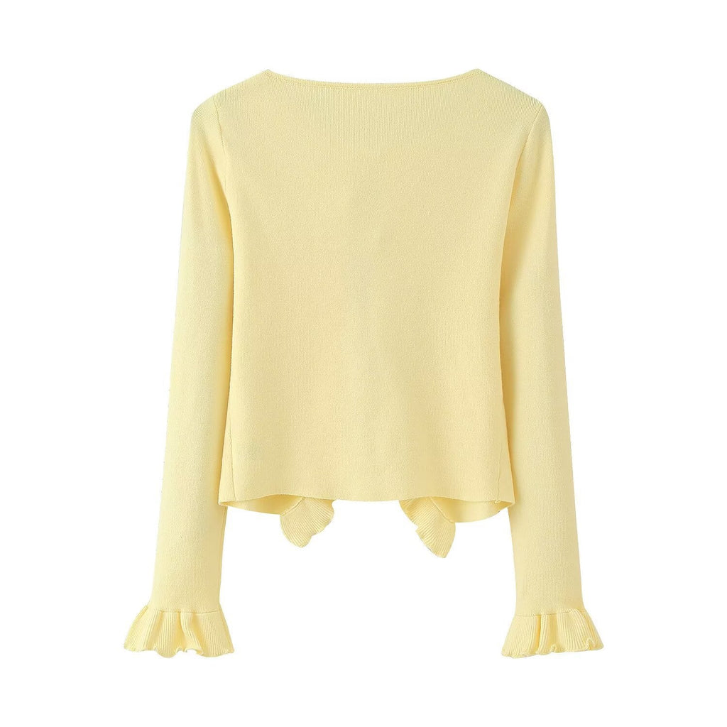Damen Cardigan mit Rüschen und Schleifen, Größe