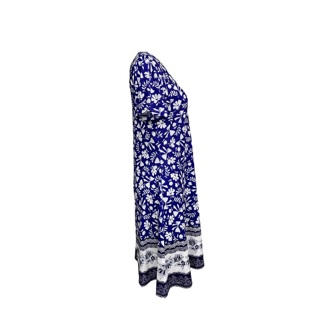 Damen Freizeitkleid mit verspieltem Blumendruck und praktischen Taschen Drune