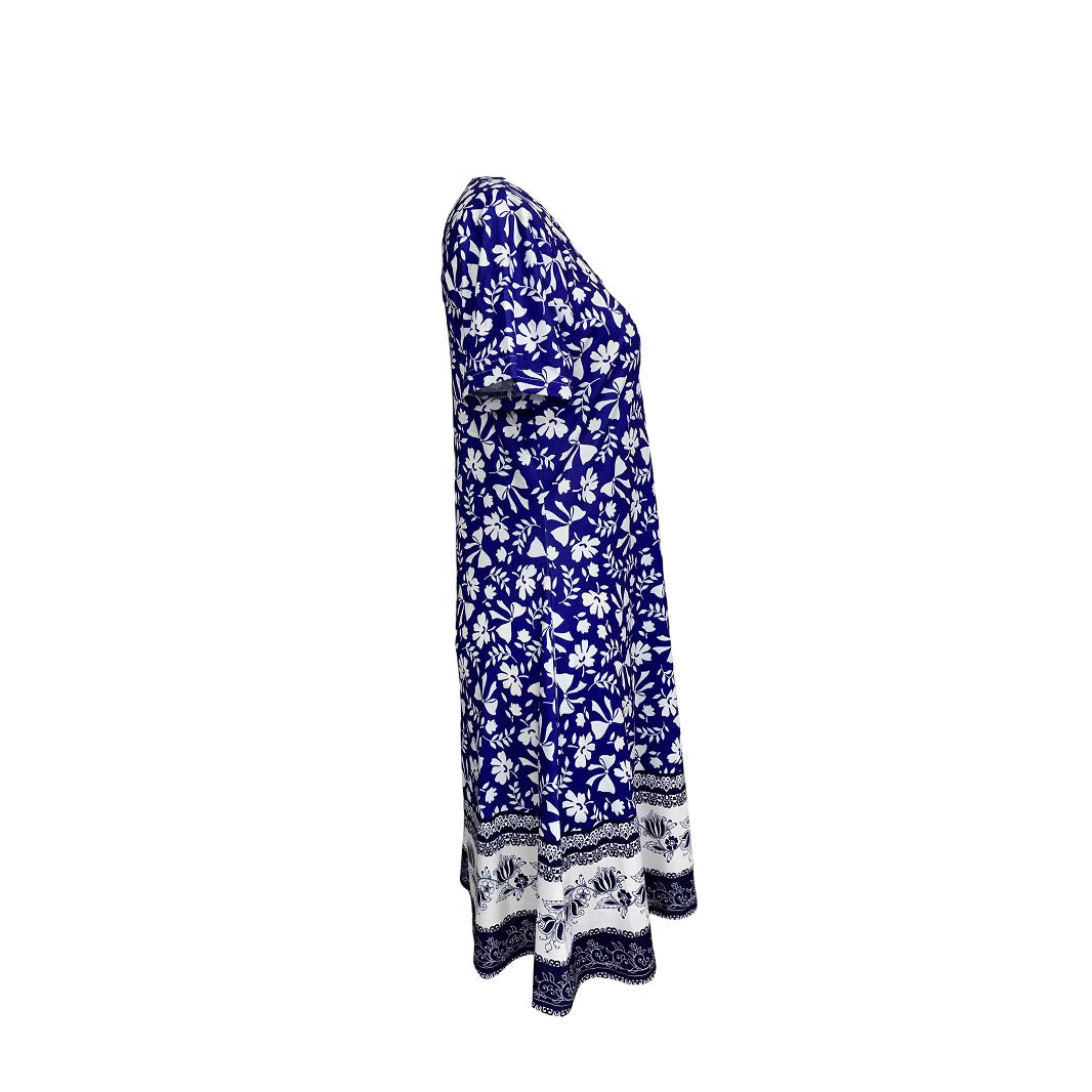 Damen Freizeitkleid mit verspieltem Blumendruck und praktischen Taschen Drune