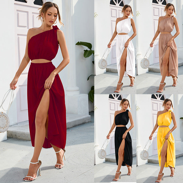 Valenzora | Stylish split-hem maxi two-piece set