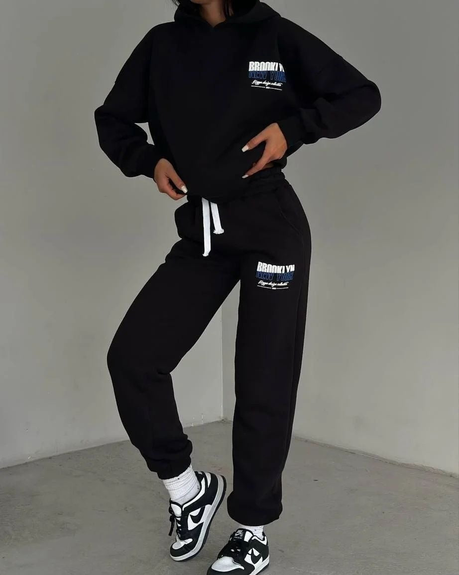 Damen Freizeit-Fleece-Hoodie- und Jogginghosen-Set mit praktischem Kordelzug und hochwertigem Baumwollmischgewebe, Größe [Größe fehlt]