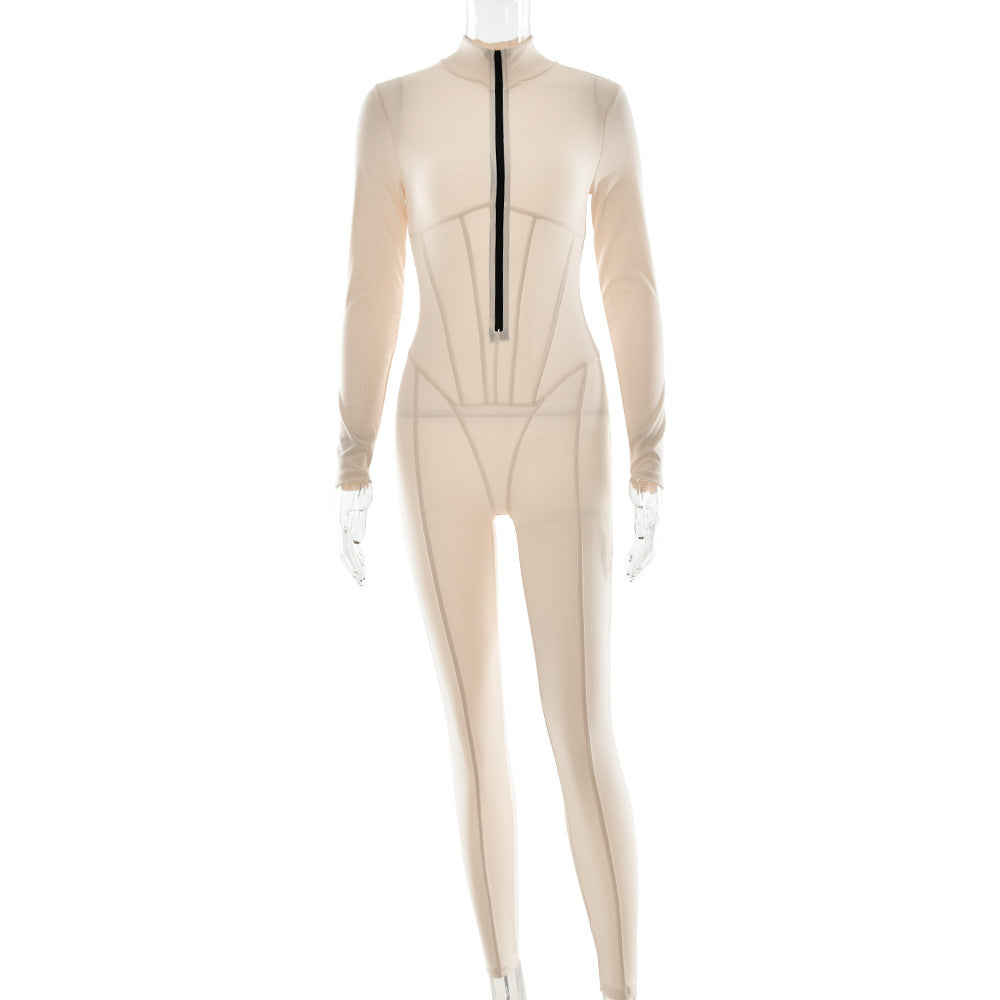 Women's sporty long-sleeved tracksuit with high-quality zipper and figure-shaping design, size S
