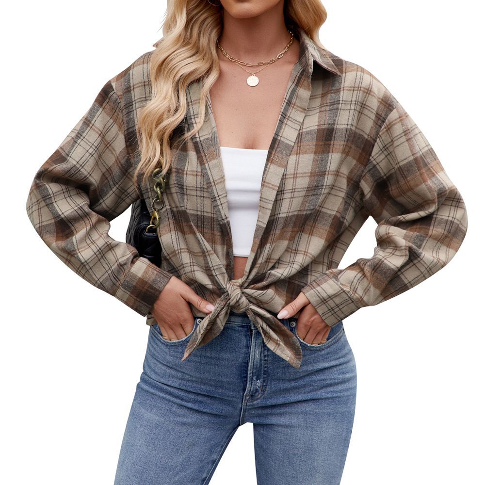Damen karierte Oversized Hemdbluse Valenzora