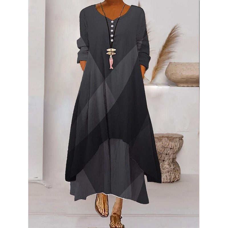 Valenzora | Maxi dress with long sleeves and button closure