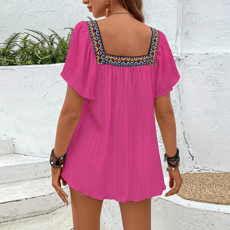 Damen-Luftsommerbluse mit Stickerei, Größe