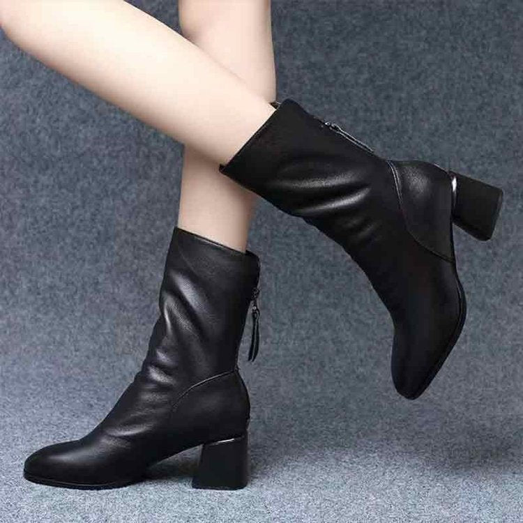 Valenzora | Luxuriöse Stiefeletten aus veganem Leder mit Reißverschluss