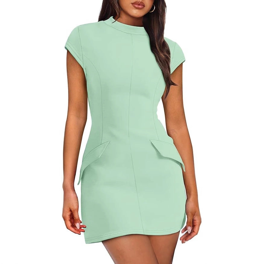 Damen Figurbetontes Kleid mit praktischen Taschen Drune
