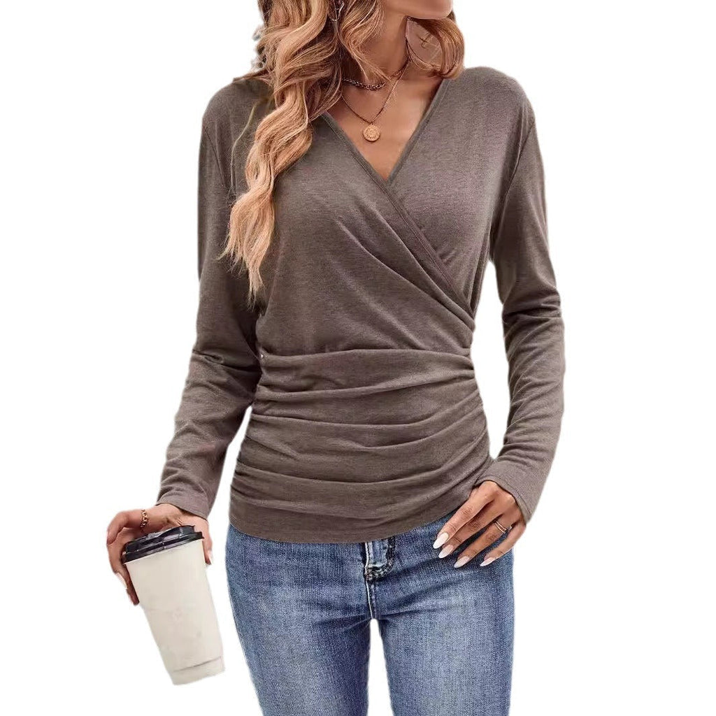 Women's wrap top in soft jersey with a figure-hugging cut, size [size]