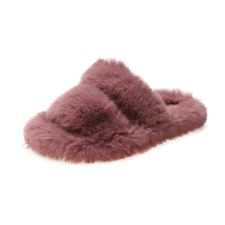 Damen Flauschige Hausschuhe mit doppelten Riemen und weichem Futter, Größe
