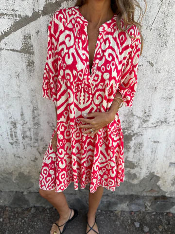 Damen-Strandkleid, lässig, mit hohen Seitenschlitzen und modischem Aufdruck, Größe S