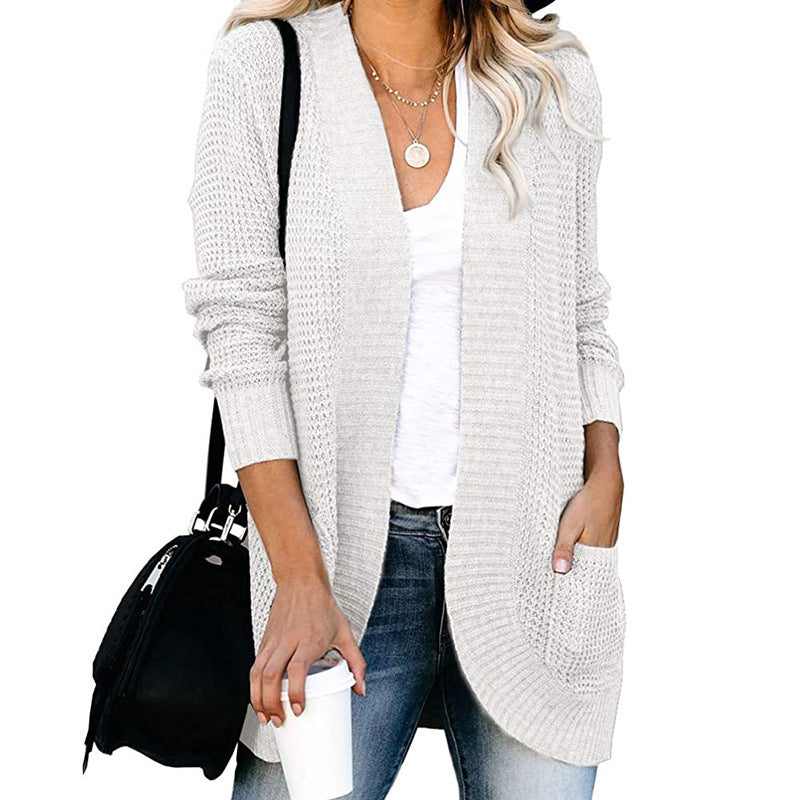 Women's open-cut cardigan with side pockets, size