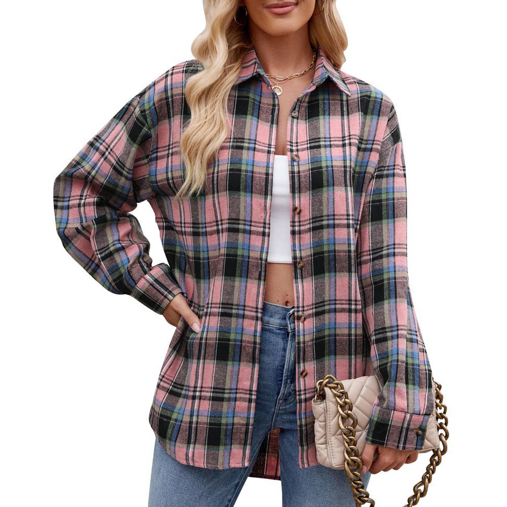 Damen karierte Oversized Hemdbluse Valenzora