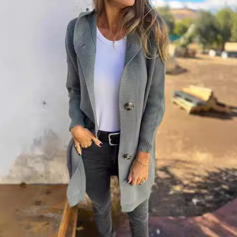 Women's hooded cardigan with buttons, size