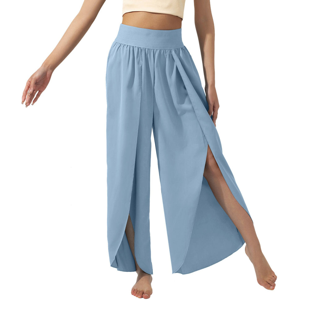 Women's airy culottes with side slits, size