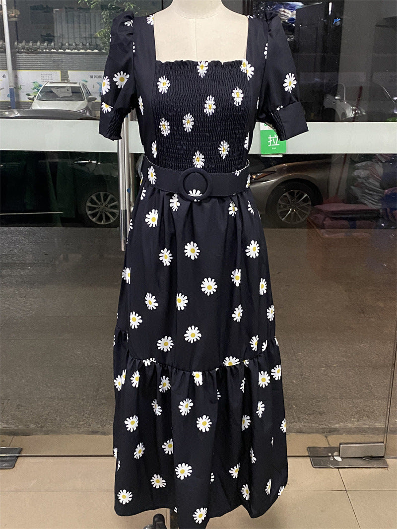 Valenzora | Bedrucktes, tailliertes, elegantes Kleid mit U-Ausschnitt