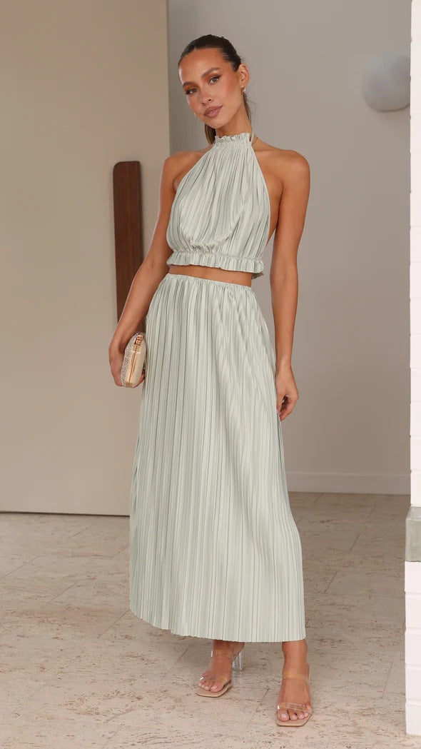 Valenzora | Jahr Sexy Neckholder Rückenfreies Sexy Schnürkleid Plissiertes Kleid