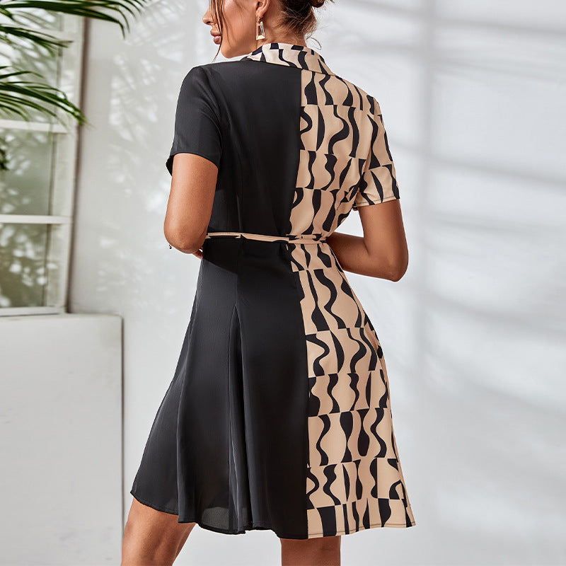 Damen Hemdkleid mit modernem Mustermix und taillierbarem Gürtel Drune