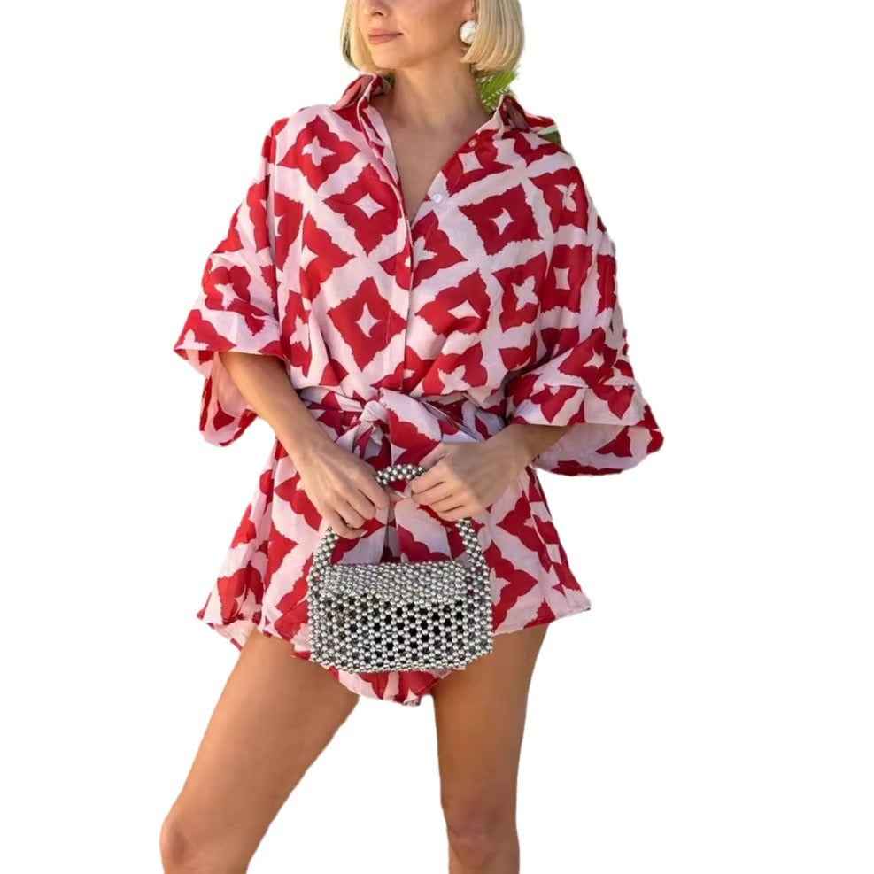 Damen Leichter, luftiger Kaftan mit Bindegürtel, Größe S