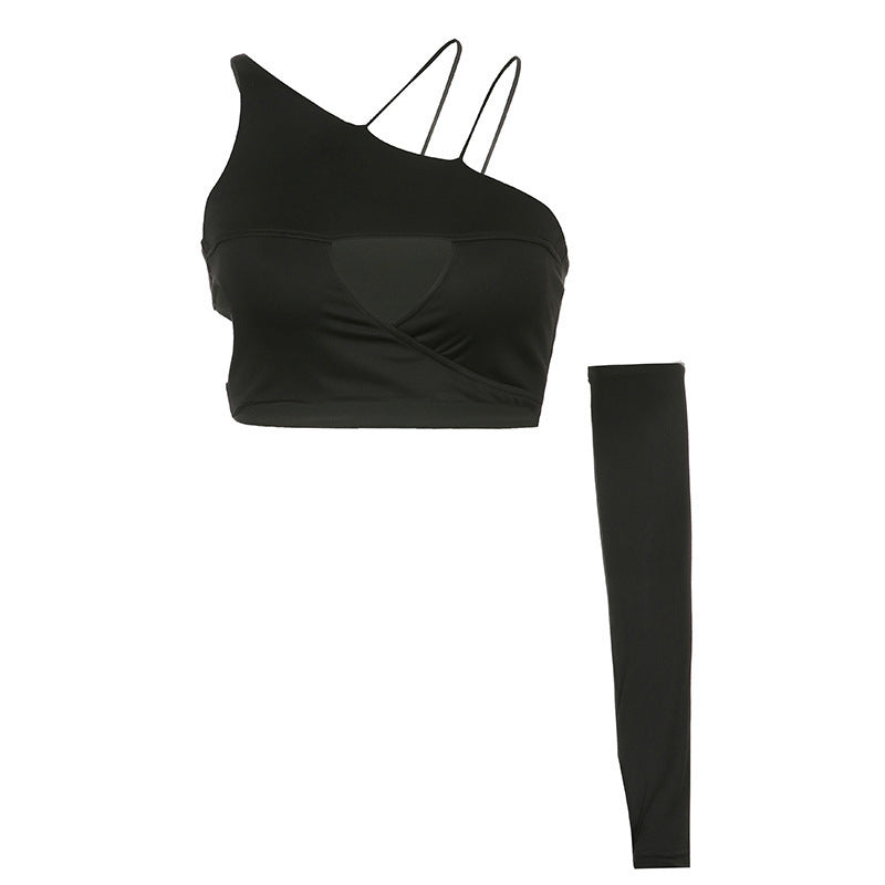 Women's asymmetrical crop top with cut-out details and elegant design, size Valenzora