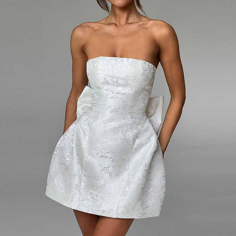 Valenzora | Mini-Cocktailkleid schulterfrei Abendkleid mit Schleifendetail