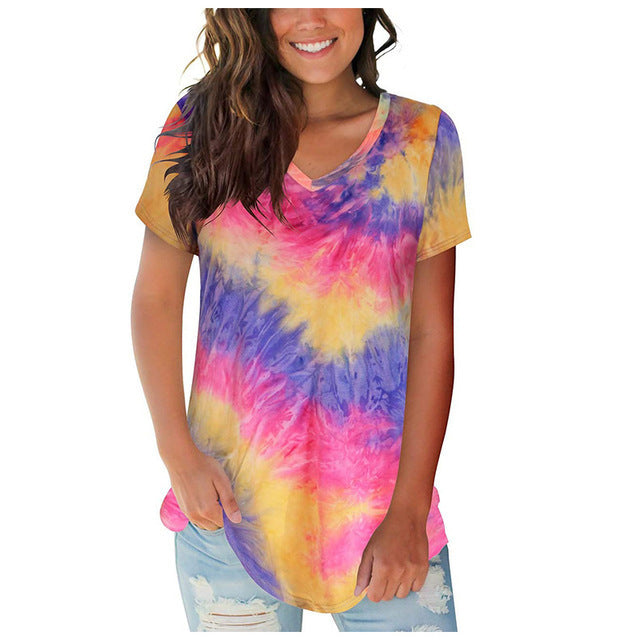 Valenzora | Batik-T-Shirt mit kurzen Ärmeln