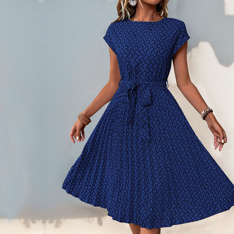 Damen Midi-Kleid mit asymmetrischem Schnitt und modischem Bindegürtel, Gr.