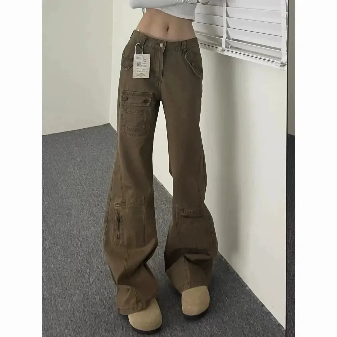 Valenzora | Hot Girl Cargo Jeans mit Falten-Design