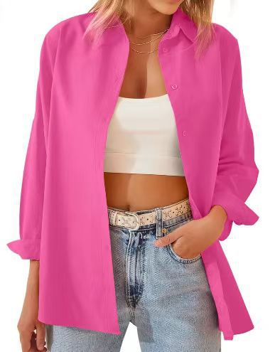 Damen Hemdbluse mit lockerem Schnitt, langen Ärmeln und modernen Details, Größe S