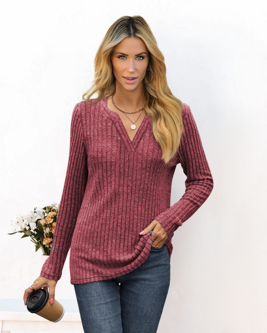 Women's striped sweater in a relaxed fit by Valenzora