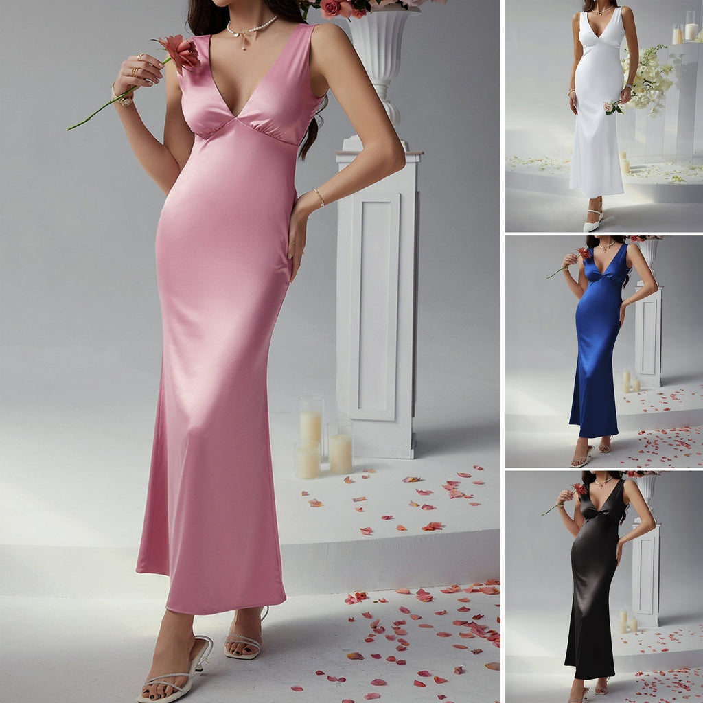 Elegantes Etuikleid für Damen mit V-Ausschnitt und figurschmeichelndem Schnitt, Größe